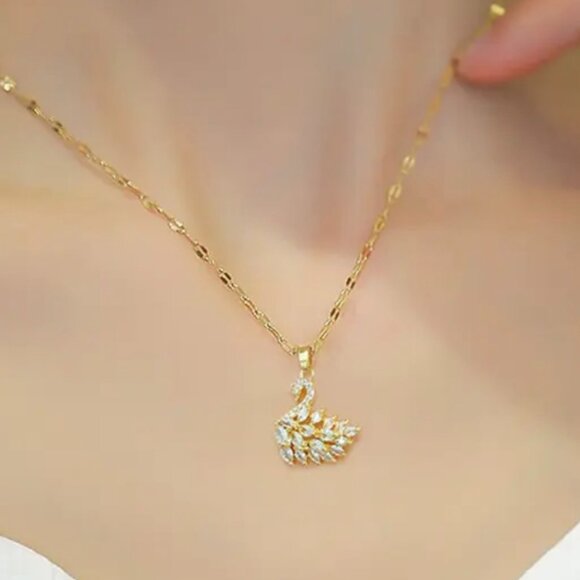 Dazzling Gold Swan Pendant Necklace - Picture 3 of 3
